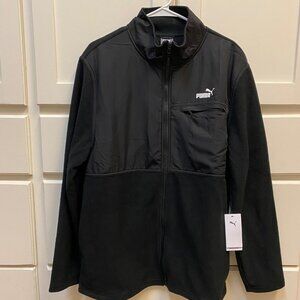 NWT Men's Puma Polar Full Zip Fleece Jacket Black with Mock Collar, XL